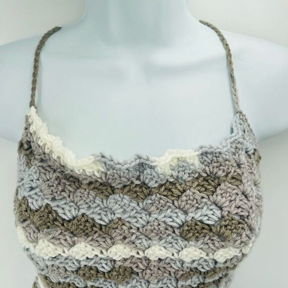 Napper Veronica Women's Handmade Crochet Crop Top Medium Large Earth Tone NEW - Picture 8 of 16